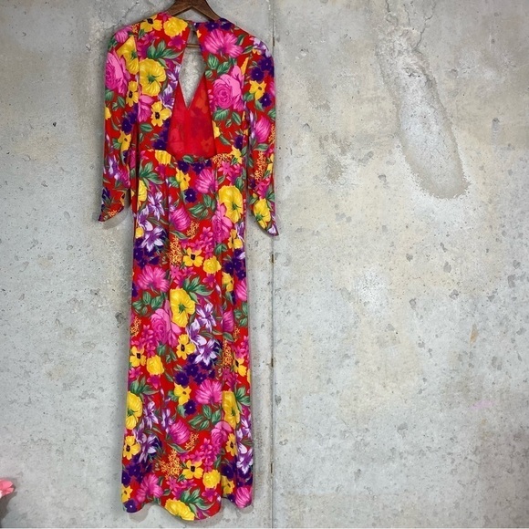 Rixo target red coral Hawaiian floral ruffle midi dress xs 2 - Picture 6 of 10